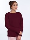 Plain Burgundy Women Full Sleeves T-shirt